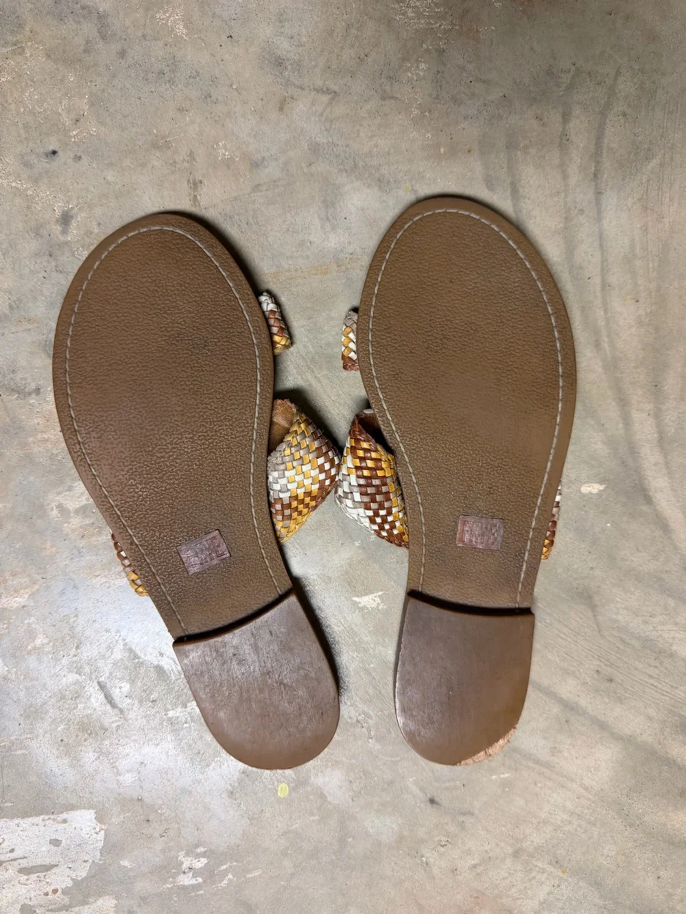 Frye Multicolor Woven Leather Slide Sandals